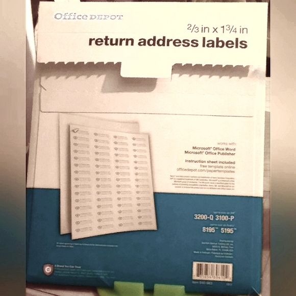 FREE with PURCHASE. Office Depot return address labels 24 sheets - Picture 2 of 4